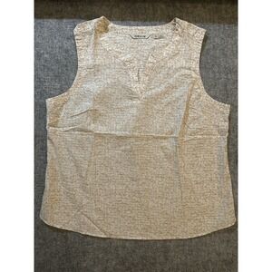 Orvis Shirt Womens XL Sleeveless 100% Cotton Split Neck Lightweight Top